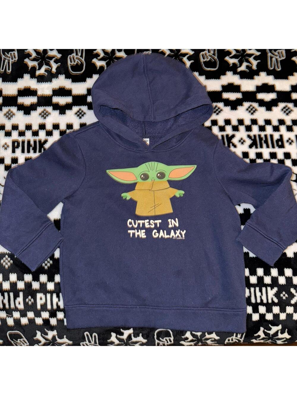 Old Navy Blue Yoda Hoodie Cutest in the Galaxy Pullover Size 5T